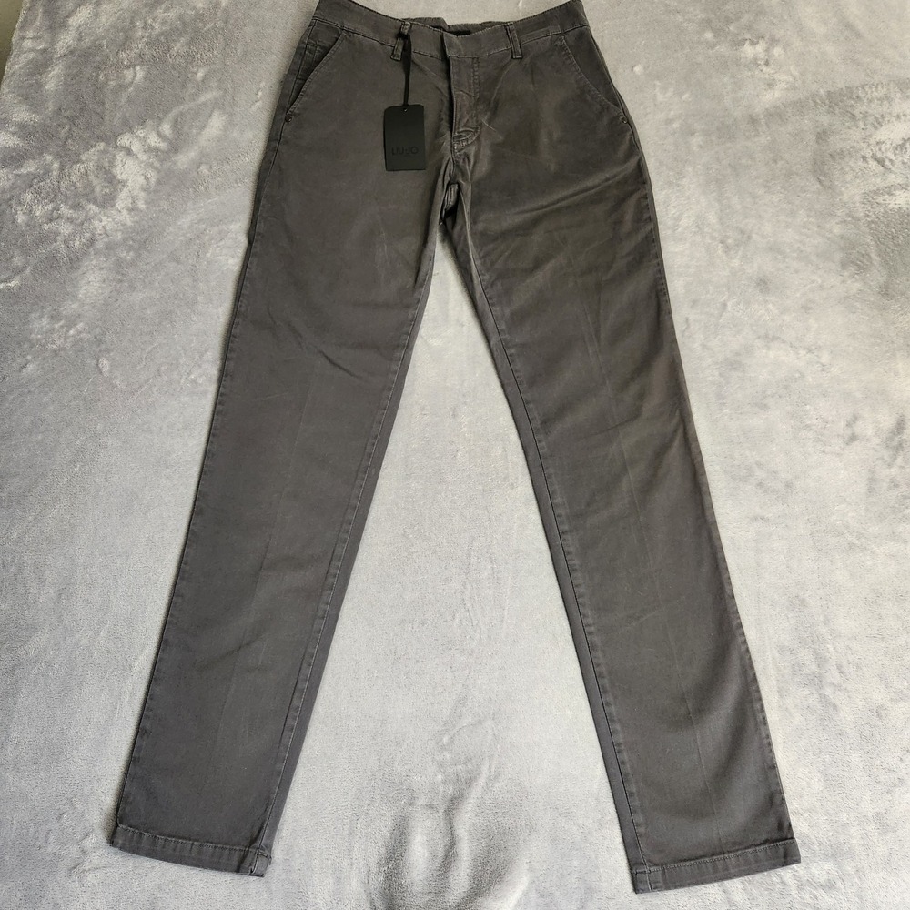 New LIU JO UOMO Men's Slim Fit Chino Pants Medium Grey 44 30 NWT Italian Gray
